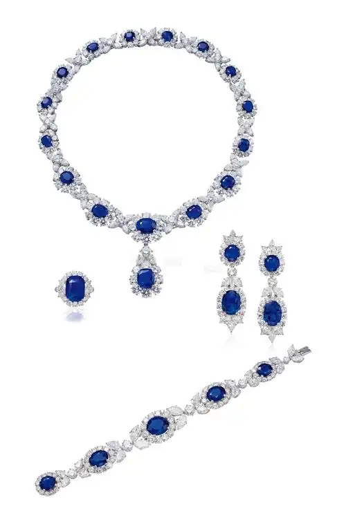 海瑞温斯顿harrywinston蓝宝石套装项链