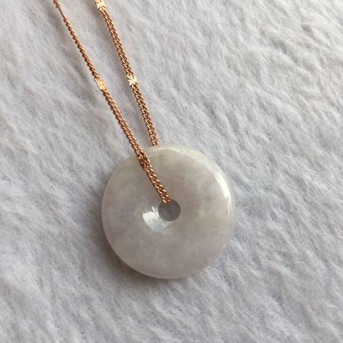 天然紫罗兰货翡翠玉吊坠女士平安扣项坠转运扣挂颈饰