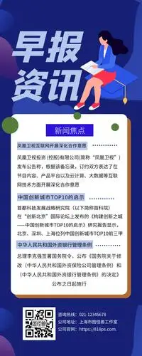 蓝色每日早报快讯最新资讯长图