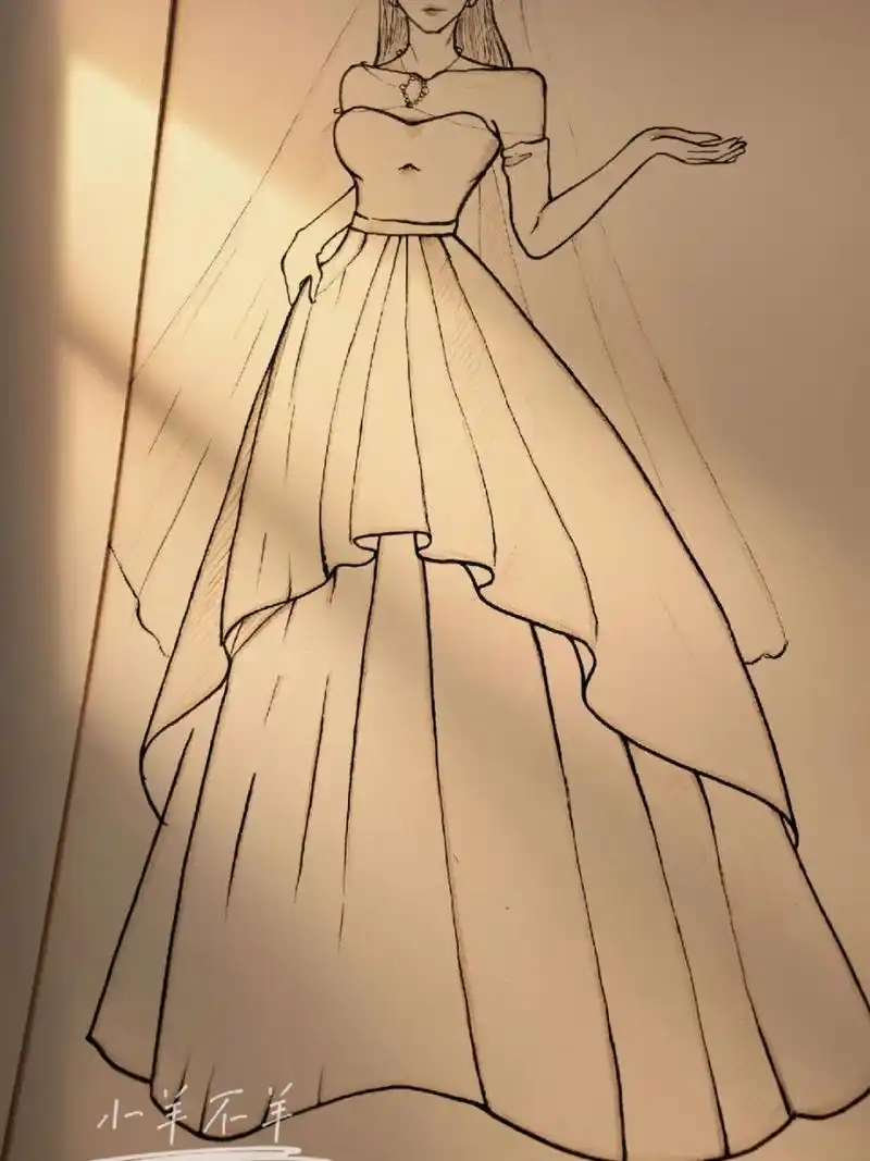 请大数据推给想自学画画的宝们 美女婚纱简笔画74新手绘画过程 假期