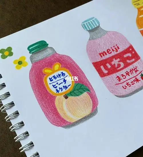 彩铅画那些可爱的汽水瓶们1