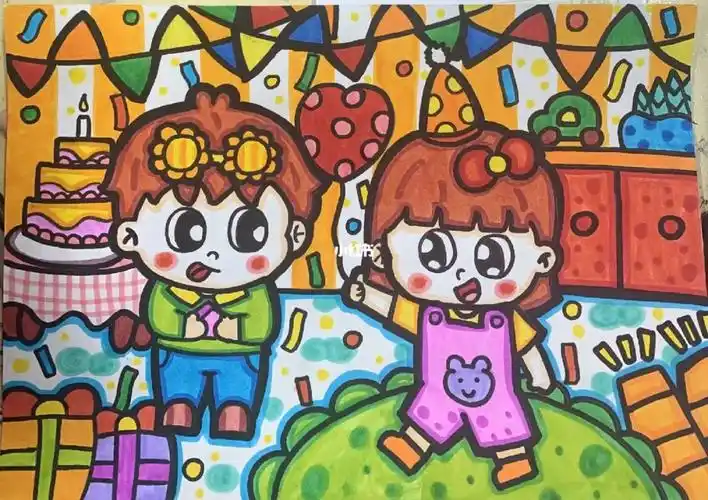 幼儿主题画  生日派对#儿童主题画