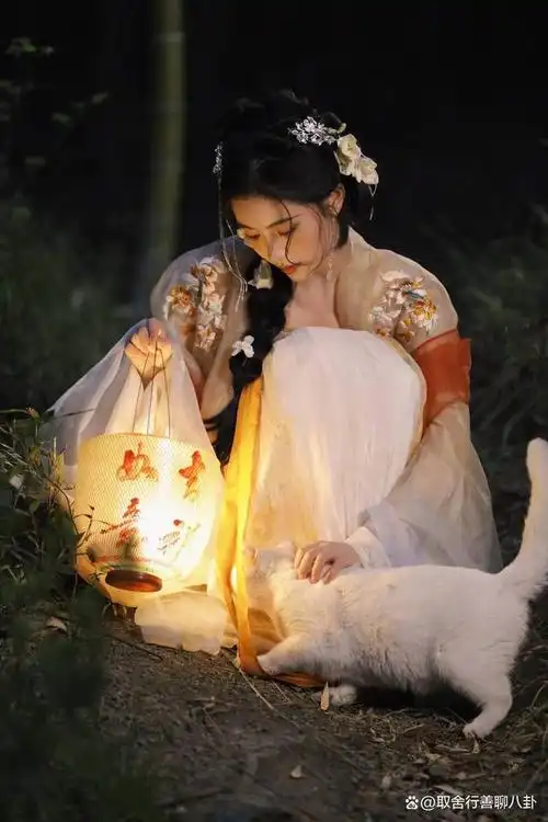 知名女星许佳琪晒唯美古风写真,提着灯笼抚摸雪白猫咪,性感迷人