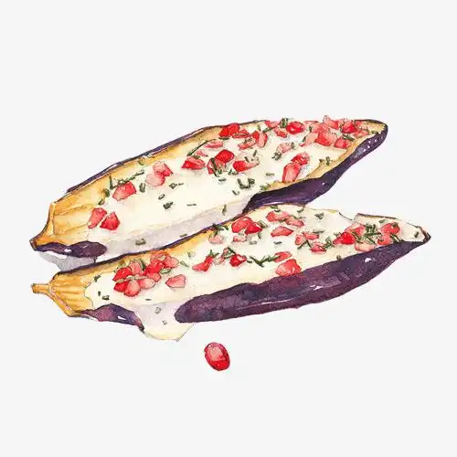 蔬菜 茄子 紫茄子 美食 清蒸 手绘美食