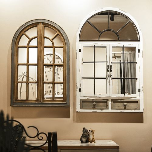 假窗户装饰墙上家居木质美式北欧复古创意铁艺民宿壁饰挂墙饰