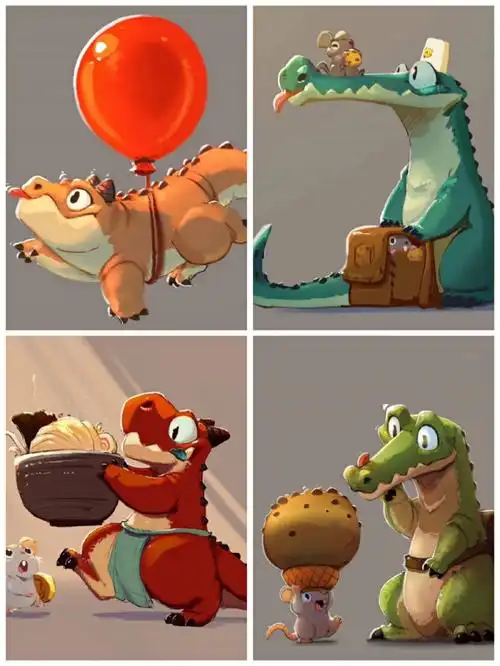 可爱的恐龙动漫动物手绘素材