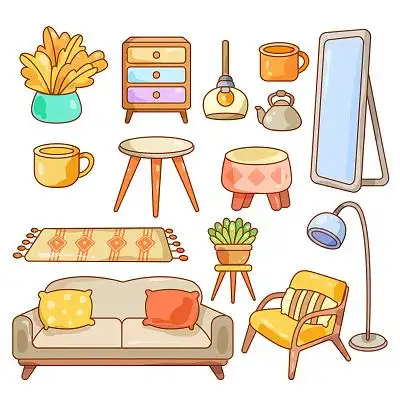 卡通植物生活用品套图贴纸插画素材png