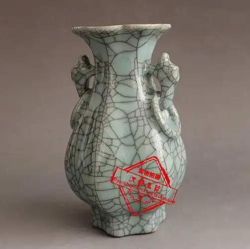 景德镇陶瓷器仿官窑开片花瓶现代家居客厅装饰工艺品简约摆件摆设