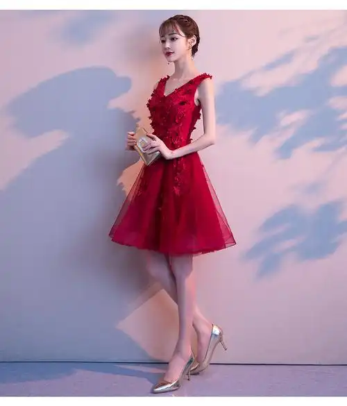 女士婚宴敬酒服装敬酒服新娘冬季2019结婚新款红色订婚小礼服女孕妇