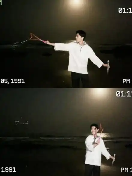 工作室晒肖战海边夜游视频 唱歌玩泡泡机画面治愈