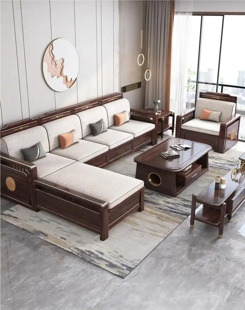 新中式胡桃实木沙发0909构造品味生活.