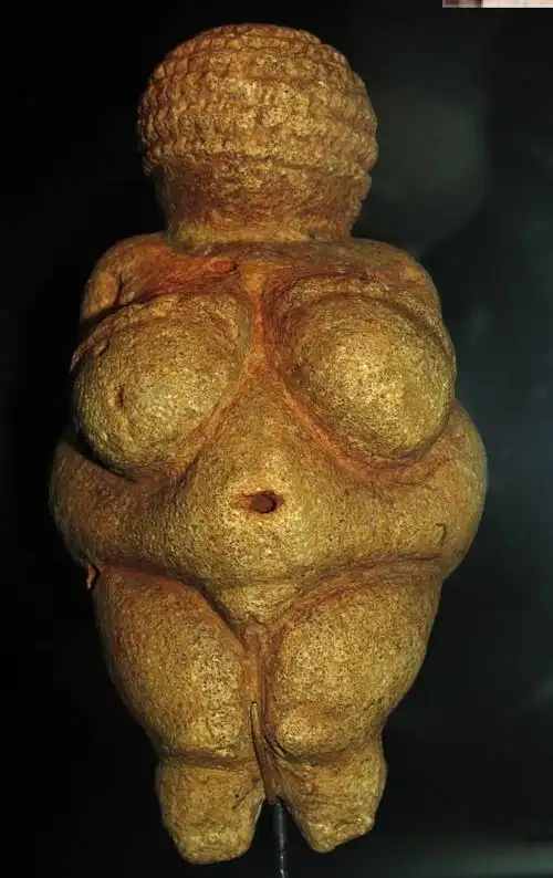 the venus of willendorf, statuette found in austria, thought to