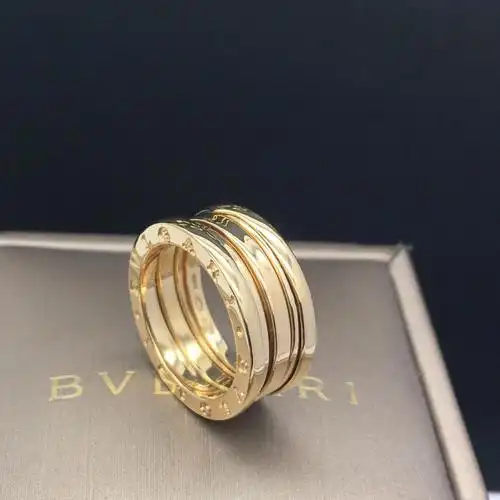 bvlgari宝格丽18k黄金三环50号弹簧戒指