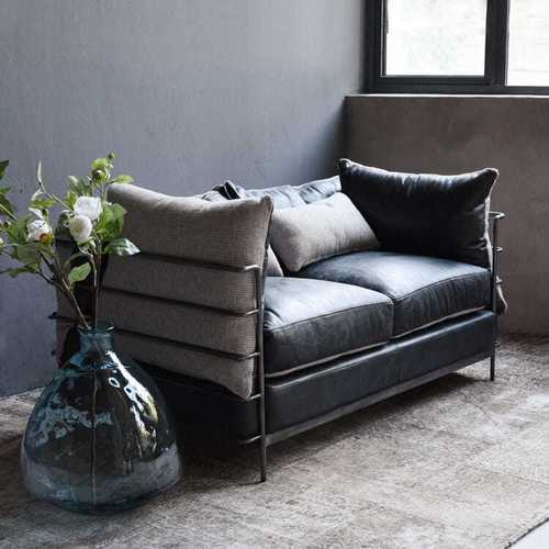 美式loft铁艺沙发办公室咖啡店休息室沙发仿古皮艺卡座休闲沙发椅