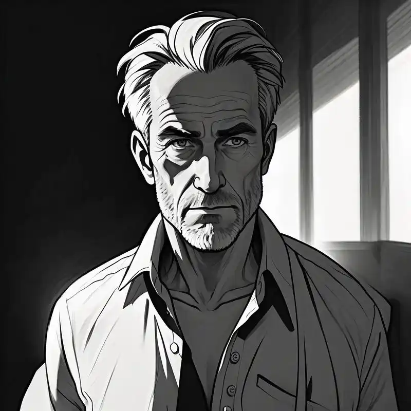 60后大叔的黑白素描风采96 这组黑白素描头像,捕捉了60后大叔的独特