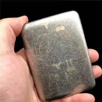 999纯银烟盒 古银色复古16支装粗烟盒便携个性护烟海贼王小丑男士礼品