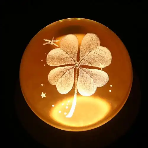 四叶草投影水晶球音乐盒情侣八音盒女朋友生日礼物小夜灯音乐盒