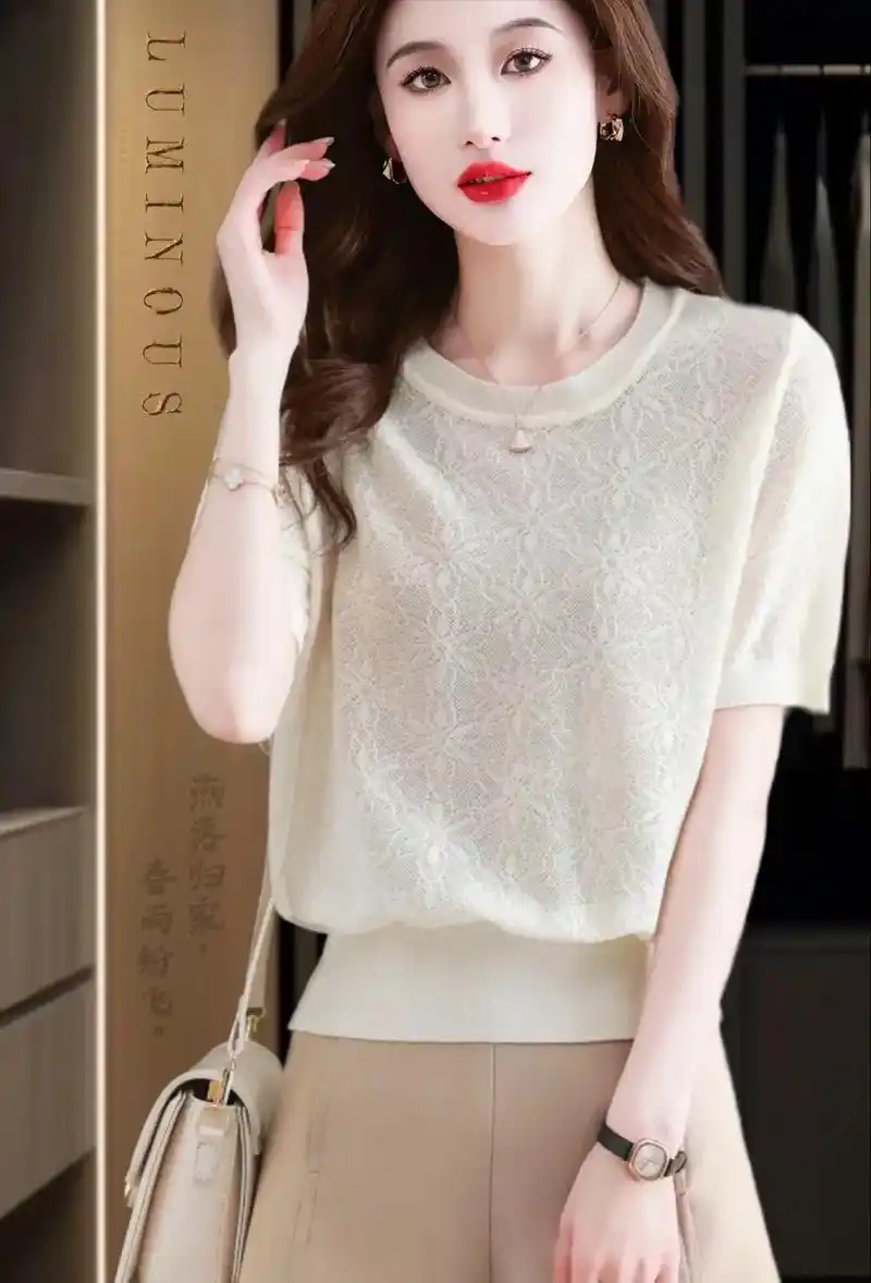 简约时尚圆领设计冰丝短袖