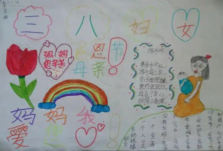 迎三八报母恩手抄报手抄报简单又漂亮