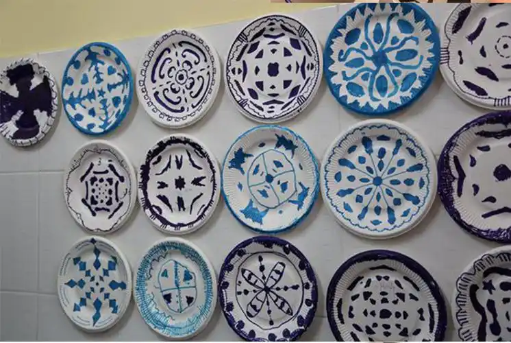 一次性纸盘子幼儿园手工diy绘画画盘子蛋糕餐盘纸碟子纸盘68910寸