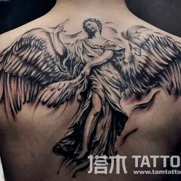 后背天使纹身图案