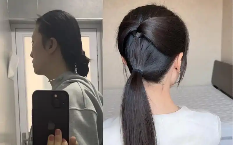 约会通勤都合适的扁头星人实用低马尾来啦扁头的99个发型,两根皮筋