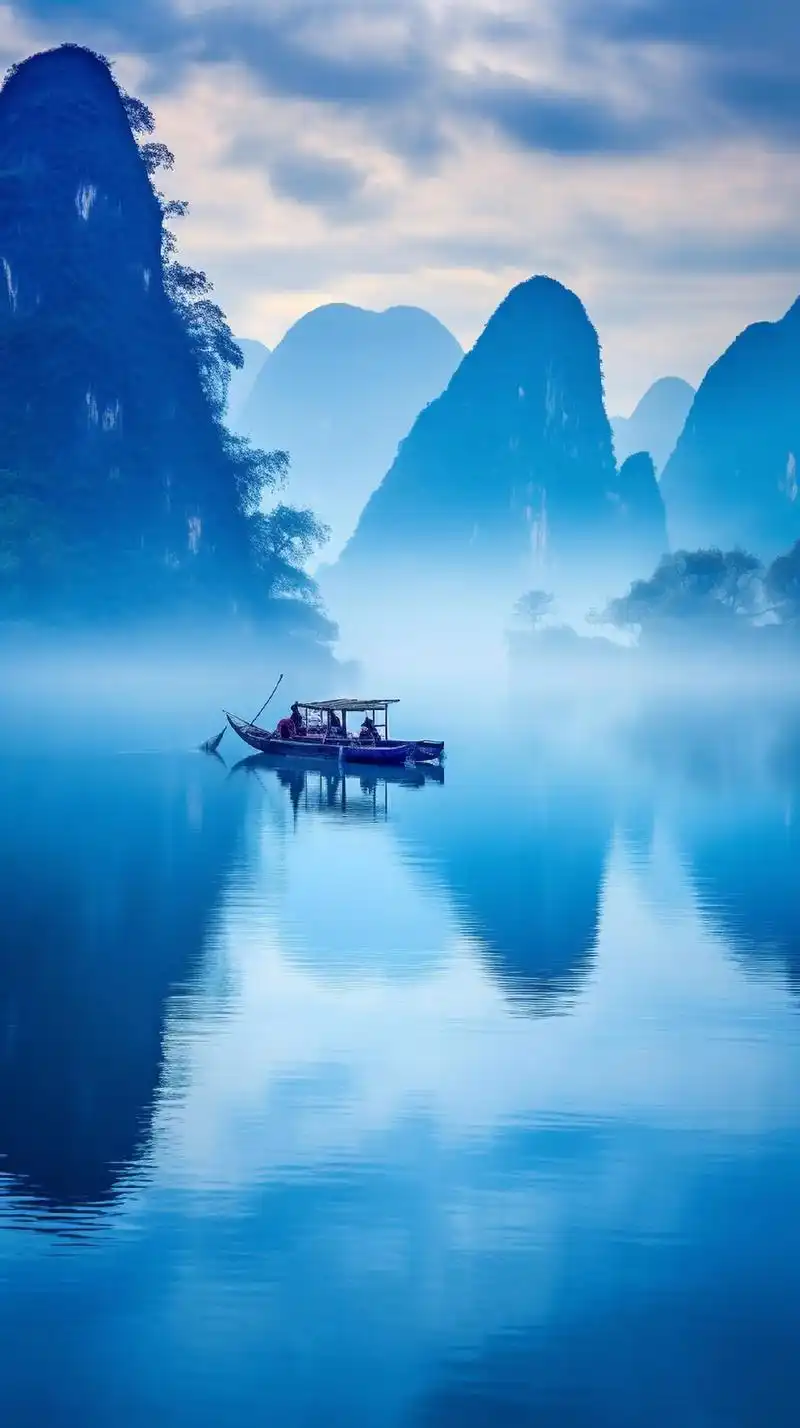 早晨,阳光刚刚爬上山峰,阳光滑进水面,渐渐地波光粼粼.唯美清 - 抖音