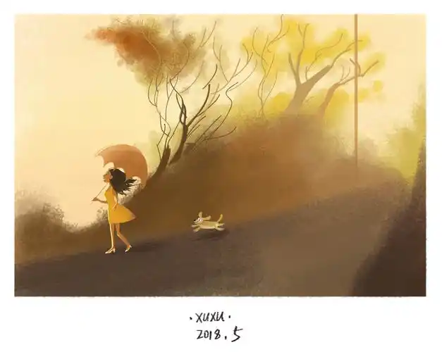 一个夕阳西下的傍晚