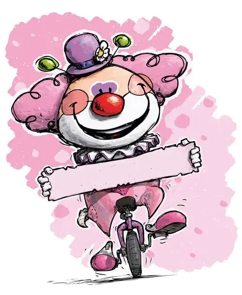 创意矢量卡通可爱的小丑插图