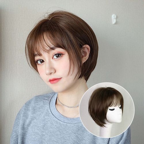 斯尔假发女短发学生全头套自然逼真波波头时尚气质女士假发套 亚麻色