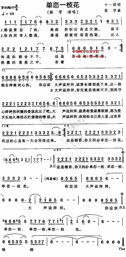 通俗歌曲 单恋一枝花