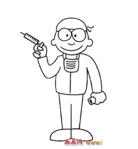 医生拿着针管简笔画