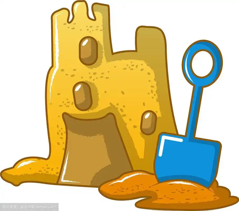 儿童沙城堡卡通风格图标