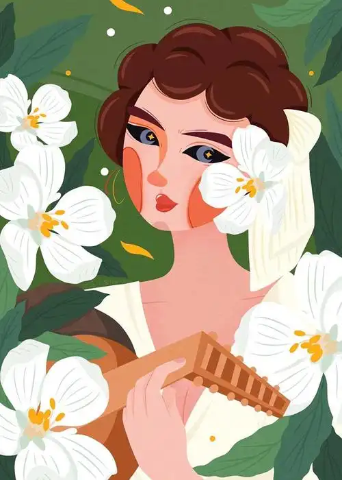 名画里的人物插画图抽象插画作品