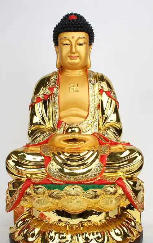 佛像订做极彩贴金三宝佛佛像四大金刚塑像佛教用品西方阿弥陀佛神像