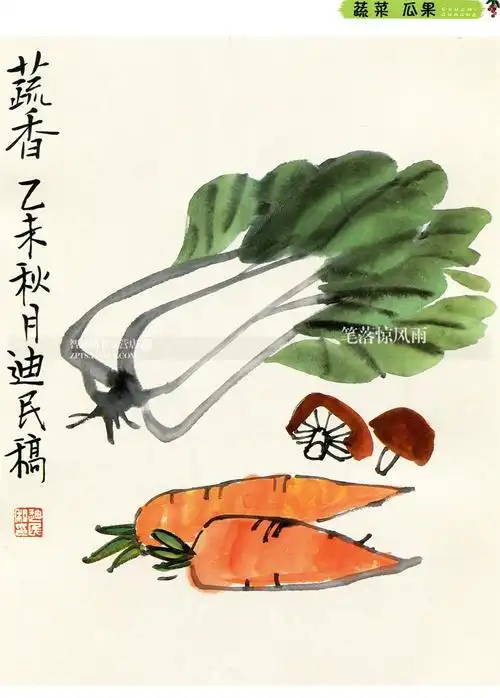 4本儿童国画起步花鸟禽鸟动物鱼虫山水蔬菜瓜果儿童国画入门国画学习