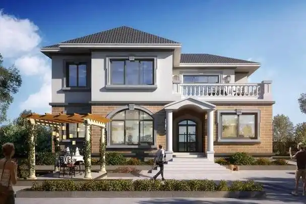 三层别墅外墙乳胶漆效果图:两层简欧风格别墅(1)