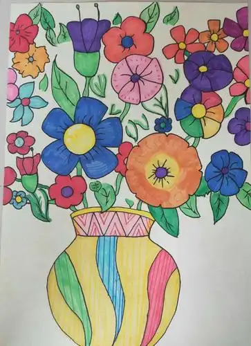 人间最美是芬芳——潮泉小学三,六年级学生美术课学画"瓶花"