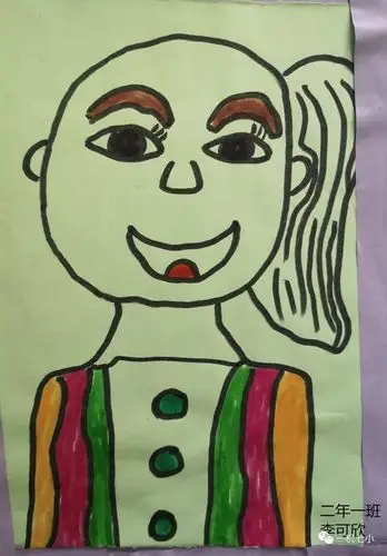 【美术课堂】一机七小湘版二年级上册《自画像》教学成果展示_绘画