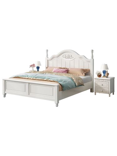 喜临门官方旗舰店美式白色实木木床现代简约1.8米双人床经济型实木床