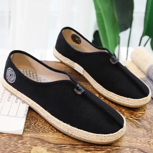 老北京布鞋中国国风士单复古休闲鞋中式男士亚麻透气单鞋