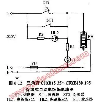 三角牌cfxb15-35 cfxb130-195保温式自动电饭锅电路图