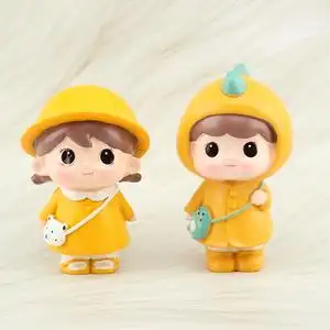 网红萌萌女孩烘焙蛋糕装饰可爱黄色大眼娃娃小公主周岁树脂摆件