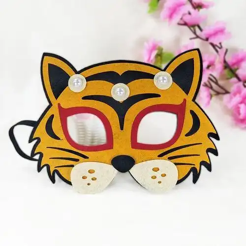 小老虎头饰男孩diy虎头面具小老虎头饰手工制作头套男孩虎年元宵节
