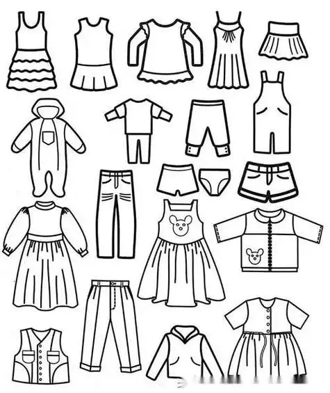 笔画带颜色幼儿简笔设计秀 原创卡通衣服服装简笔画手绘插画手账素材