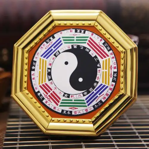 文王风水工艺品厂家批发金边彩八卦太极挂件 彩色八卦镜 风水用品