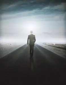 一个人旅行背影年轻的商人走在路上的背影.成功的概念照片