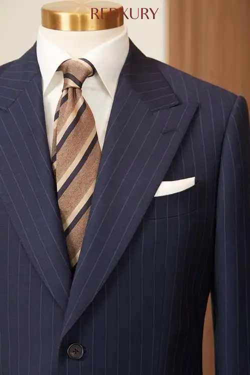 婚礼甄选|藏蓝色条纹西装|全国redxury高级西服定制-中国婚博会官网