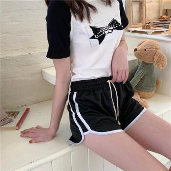 新臣作短裤跑步运动女宽松夏季薄款学生超短裤显瘦高腰百搭居家 黑色