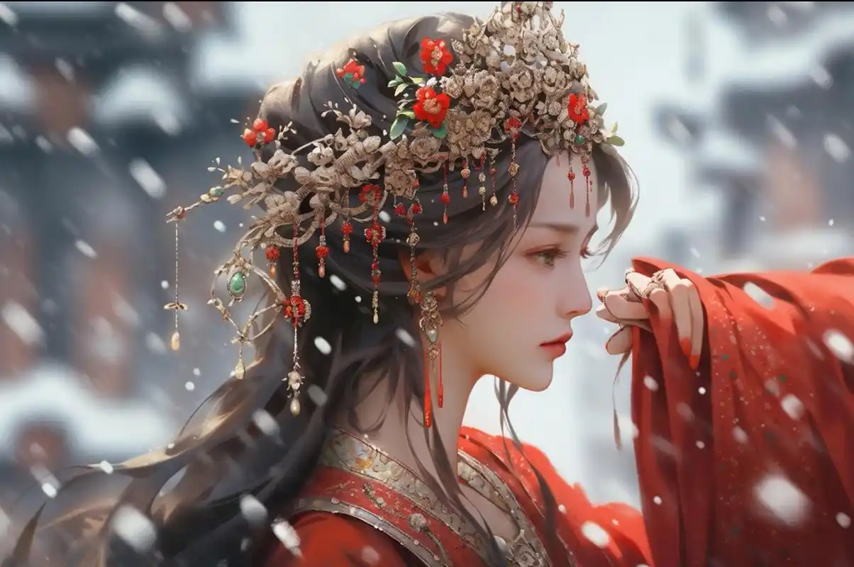 古风红衣女子 78红妆泪,凤冠霞帔的深情体验78  95那天,我穿上